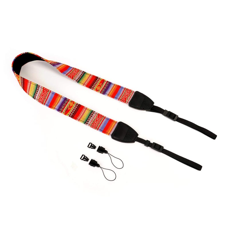 WANBY Camera Strap Canvas Rainbow Neck Shoulder Strap with Quick Release Buckles for DSLR SLR - Image 3